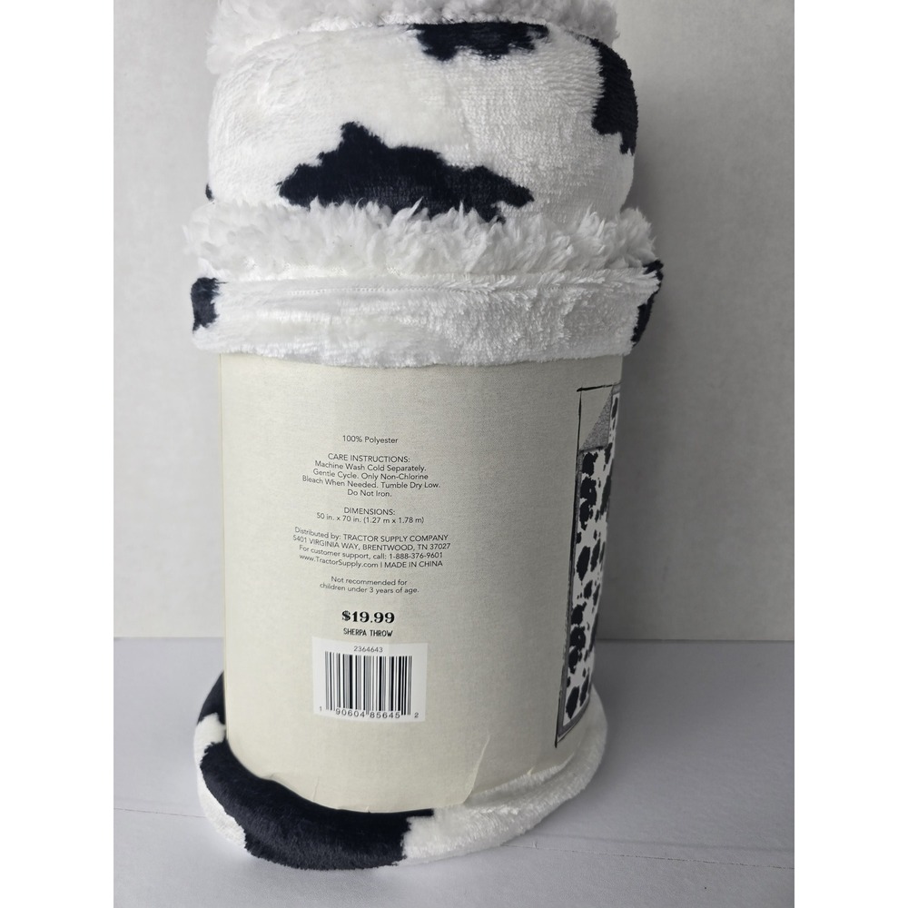 Red Shed Sherpa‎ Throw 50x70 Black White Cow Print Fleece Rustic Blanket Cozy